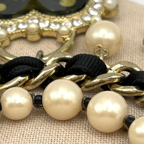 Rare Vintage Betsey Johnson Pigs Fly Polka Dot Pearl Heart Piggy Necklace 18-20” - Picture 9 of 14